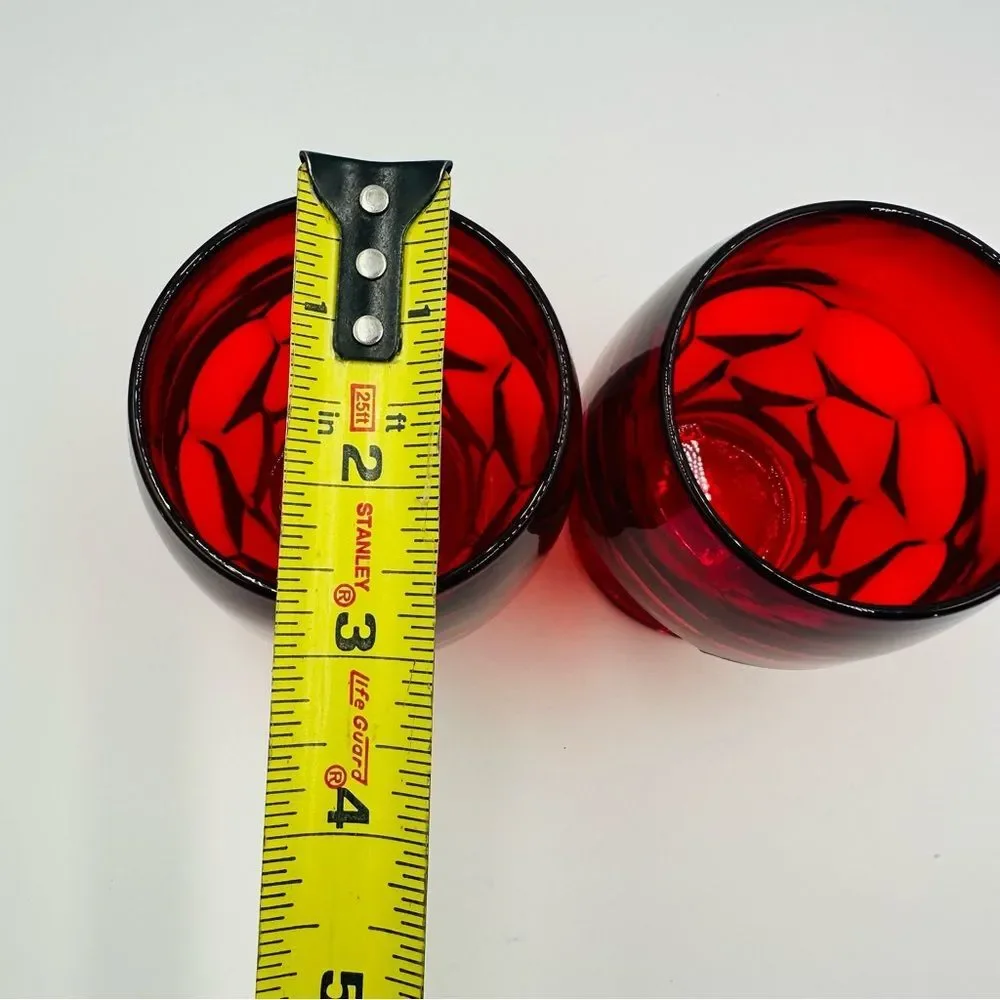 Vintage Glass Georgian Ruby Faceted Glass Tumblers Set of 2 Drinkware Holiday